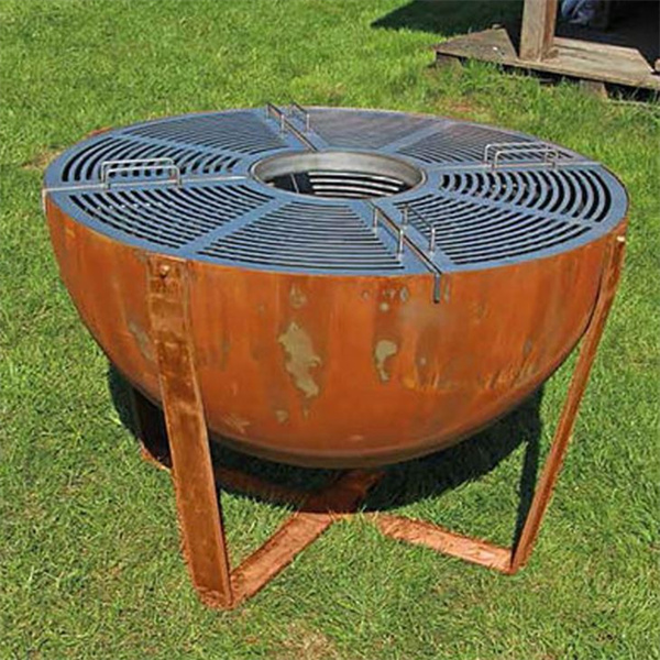 Wood Burning Corten BBQ Grills With Ash Drawer